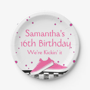 Neon Sneaker Verjaardag, Glitter Papieren Bordje