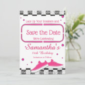 Neon Sneaker Verjaardag, Glitter Save The Date (Staand voorkant)