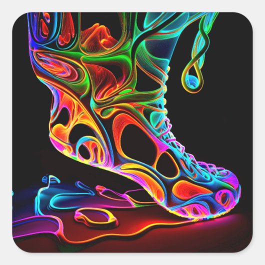 Neon Sneaker Vierkante Sticker (Voorkant)