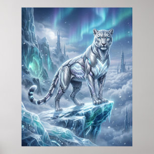 Neon Sneeuwluipaard Gletsjer Spits Poster