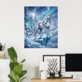 Neon Sneeuwluipaard Gletsjer Spits Poster (Thuiskantoor)