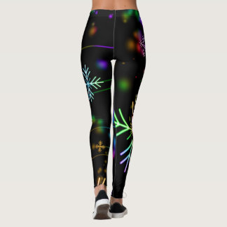 Neon sneeuwvlokken patroon leggings