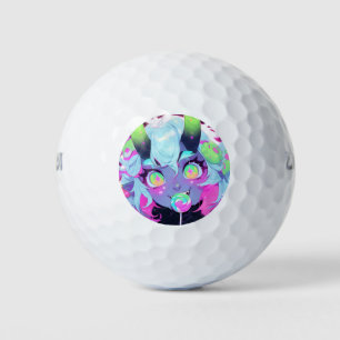 Neon Snoep Demon Monster Meisje Esthetisch Golfballen