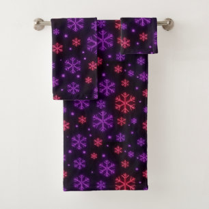 Neon Snowflakes Bad Handdoek