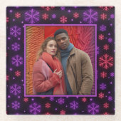 Neon Snowflakes Glazen Onderzetter (Voorkant)