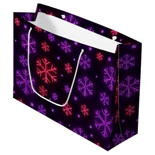 Neon Snowflakes Groot Cadeauzakje (Voorkant Gekanteld)
