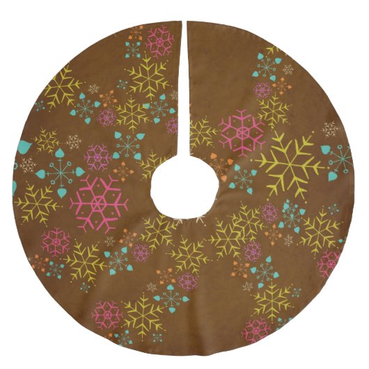 Neon Snowflakes Holiday Tree Skirt Kerstboom Rok (Voorkant)