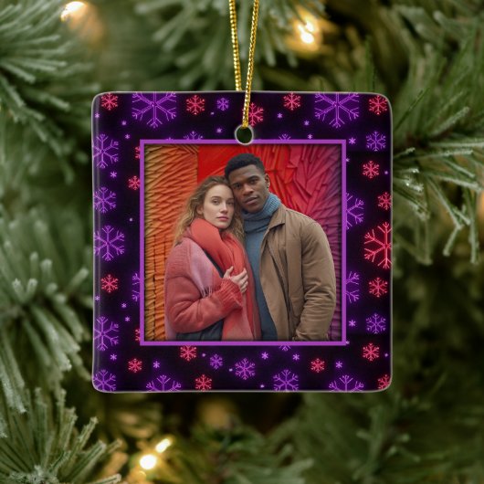 Neon Snowflakes Keramisch Ornament (Boom)