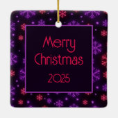 Neon Snowflakes Keramisch Ornament (Achterkant)