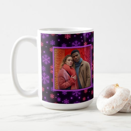 Neon Snowflakes Koffiemok (Met donut)
