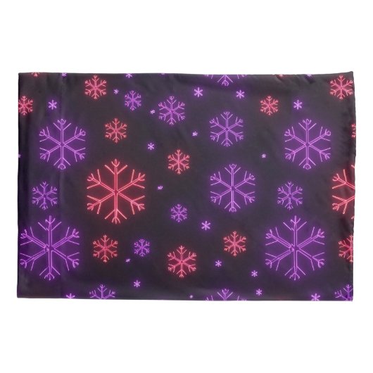 Neon Snowflakes Kussensloop (Achterkant-Links)