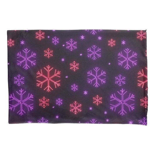Neon Snowflakes Kussensloop (Voorkant-Links)