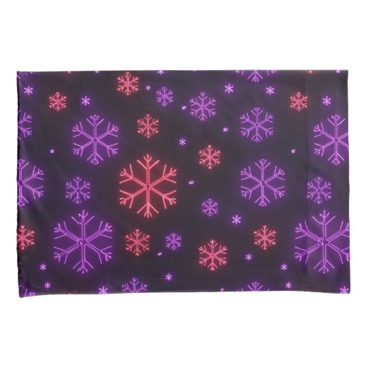 Neon Snowflakes Kussensloop (Voorkant-Rechts)