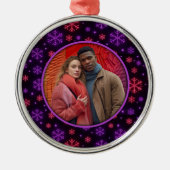 Neon Snowflakes Metalen Ornament (Voorkant)