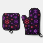 Neon Snowflakes Ovenwant & Pannenlap Set (Voorkant)
