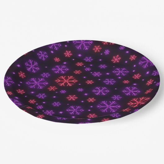Neon Snowflakes Papieren Bordje (Gekanteld)