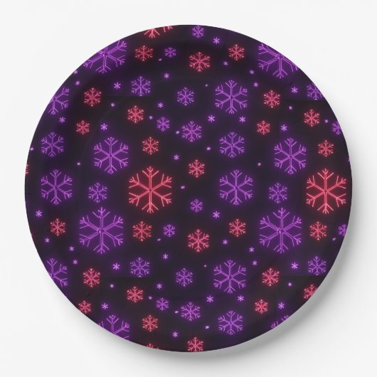 Neon Snowflakes Papieren Bordje (Voorkant)