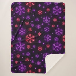 Neon Snowflakes Sherpa Deken