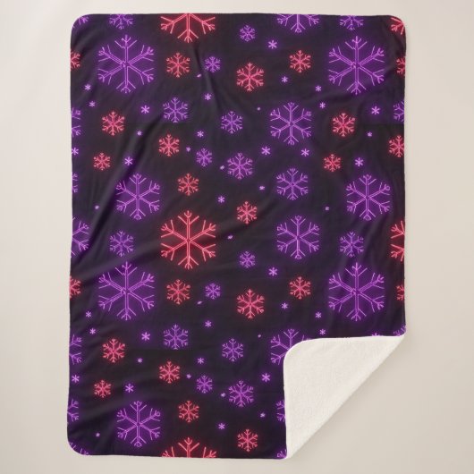Neon Snowflakes Sherpa Deken (Voorkant)