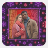 Neon Snowflakes Vierkante Sticker (Voorkant)