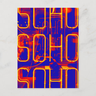 Neon Soho Sign Verlicht in Londen Briefkaart