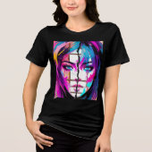 Neon Soul | Abstract Pop Art Portrait Tee Tri-Blend Shirt (Voorkant)
