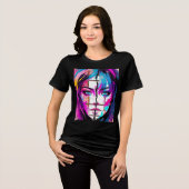 Neon Soul | Abstract Pop Art Portrait Tee Tri-Blend Shirt (Voorkant volledig)
