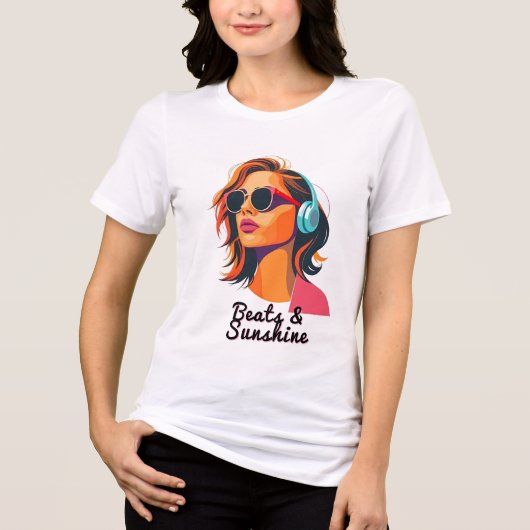 Neon Soundwave: elektrische zomervibes Tri-Blend Shirt (Voorkant)