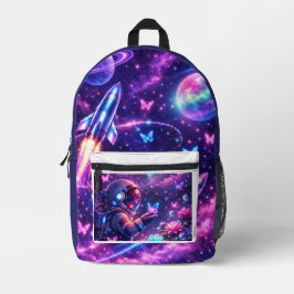Neon Space Vlinder Stelsel Kunst Bedrukte Rugzak