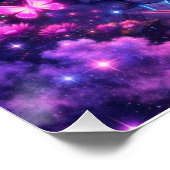 Neon Space Vlinder Sterrenstelsel Kunst Perfect Poster (Hoek)