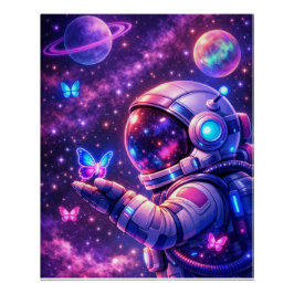 Neon Space Vlinder Sterrenstelsel Kunst Perfect Poster