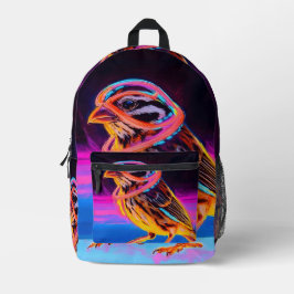 Neon Sparrow met gloeiende accenten Bedrukte Rugzak