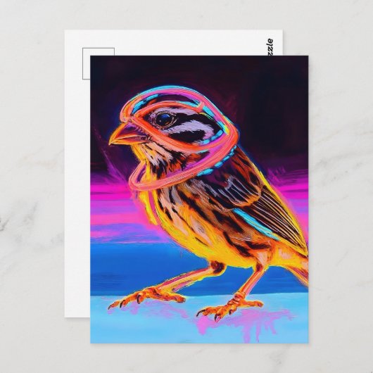 Neon Sparrow met gloeiende accenten Briefkaart (Voorkant / Achterkant)