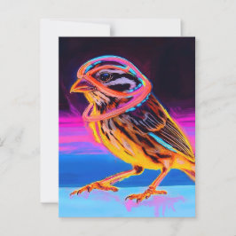 Neon Sparrow met gloeiende accenten Briefkaart