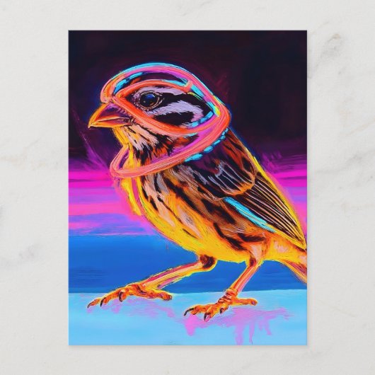 Neon Sparrow met gloeiende accenten Briefkaart (Voorkant)