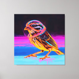 Neon Sparrow met gloeiende accenten Canvas Afdruk