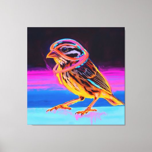 Neon Sparrow met gloeiende accenten Canvas Afdruk (Voorkant)