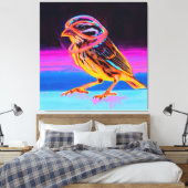 Neon Sparrow met gloeiende accenten Canvas Afdruk (Insitu (Slaapkamer))