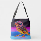 Neon Sparrow met gloeiende accenten Crossbody Tas (Achterkant)