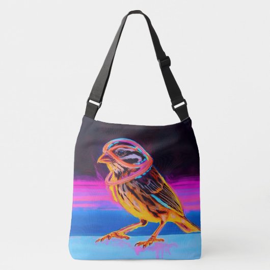 Neon Sparrow met gloeiende accenten Crossbody Tas (Voorkant)
