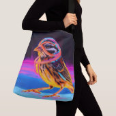 Neon Sparrow met gloeiende accenten Crossbody Tas (Dichtbij)