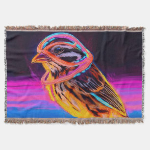 Neon Sparrow met gloeiende accenten Deken