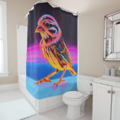 Neon Sparrow met gloeiende accenten Douchegordijn (In situ)