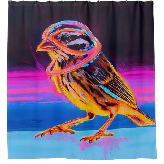 Neon Sparrow met gloeiende accenten Douchegordijn (Voorkant)