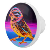 Neon Sparrow met gloeiende accenten Keramische Knop (Rechts)