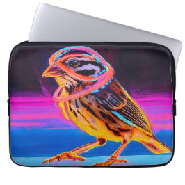 Neon Sparrow met gloeiende accenten Laptop Sleeve