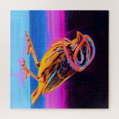 Neon Sparrow met gloeiende accenten Legpuzzel (Horizontaal)