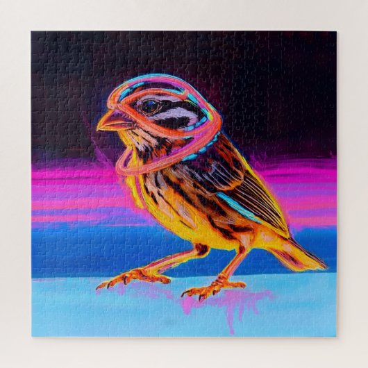 Neon Sparrow met gloeiende accenten Legpuzzel (Verticaal)
