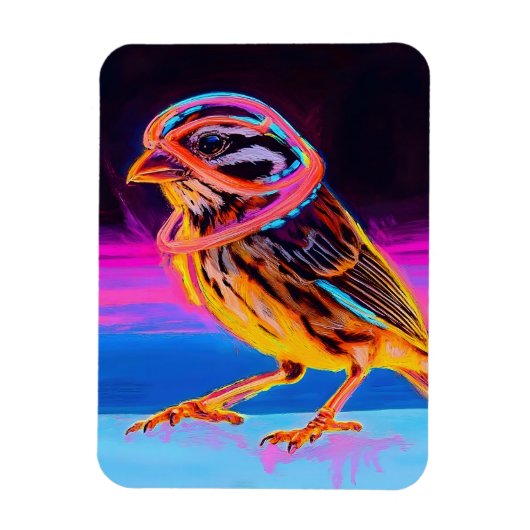 Neon Sparrow met gloeiende accenten Magneet (Verticaal)