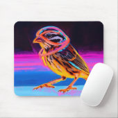 Neon Sparrow met gloeiende accenten Muismat (Met muis)